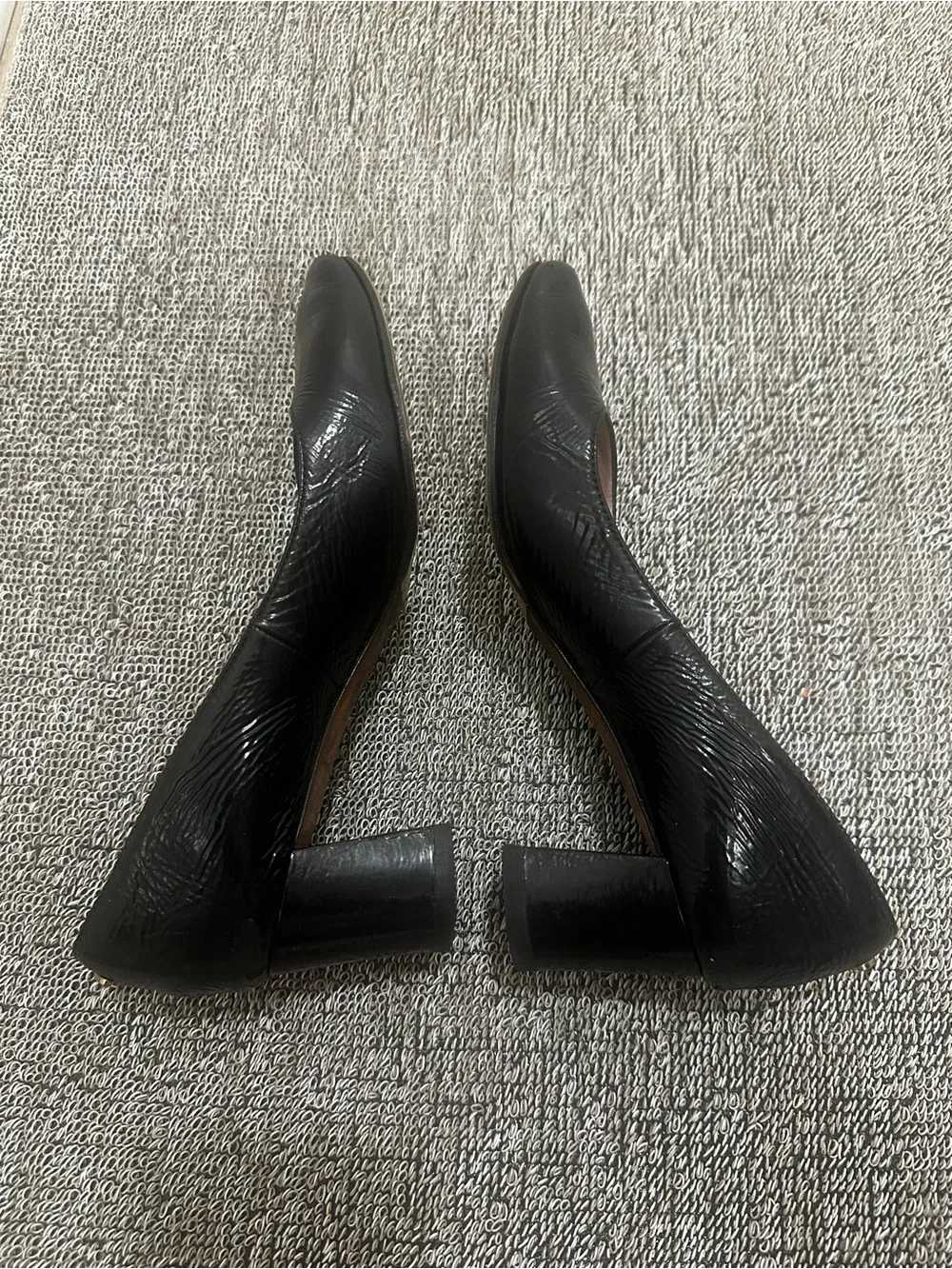 kate spade Black Leather Round-Toe Ballet Flats 2in Block Heel